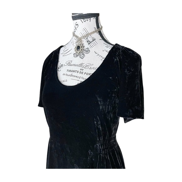 Vintage Black Velvet Mini Dress — Silk Blend, 1990s/2000s, S - Picture 2 of 4